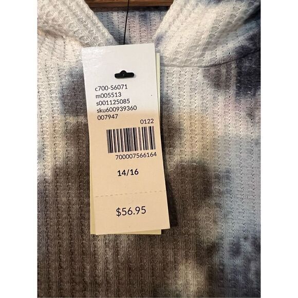 Lane Bryant Women’s Size 14/16 Waffle Knit Peplum Hoodie Black White Tie Dye NWT - Picture 9 of 10